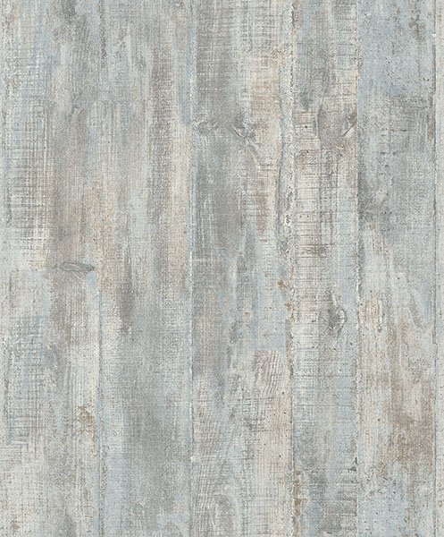 Huck Light Blue Weathered Wood Plank Wallpaper