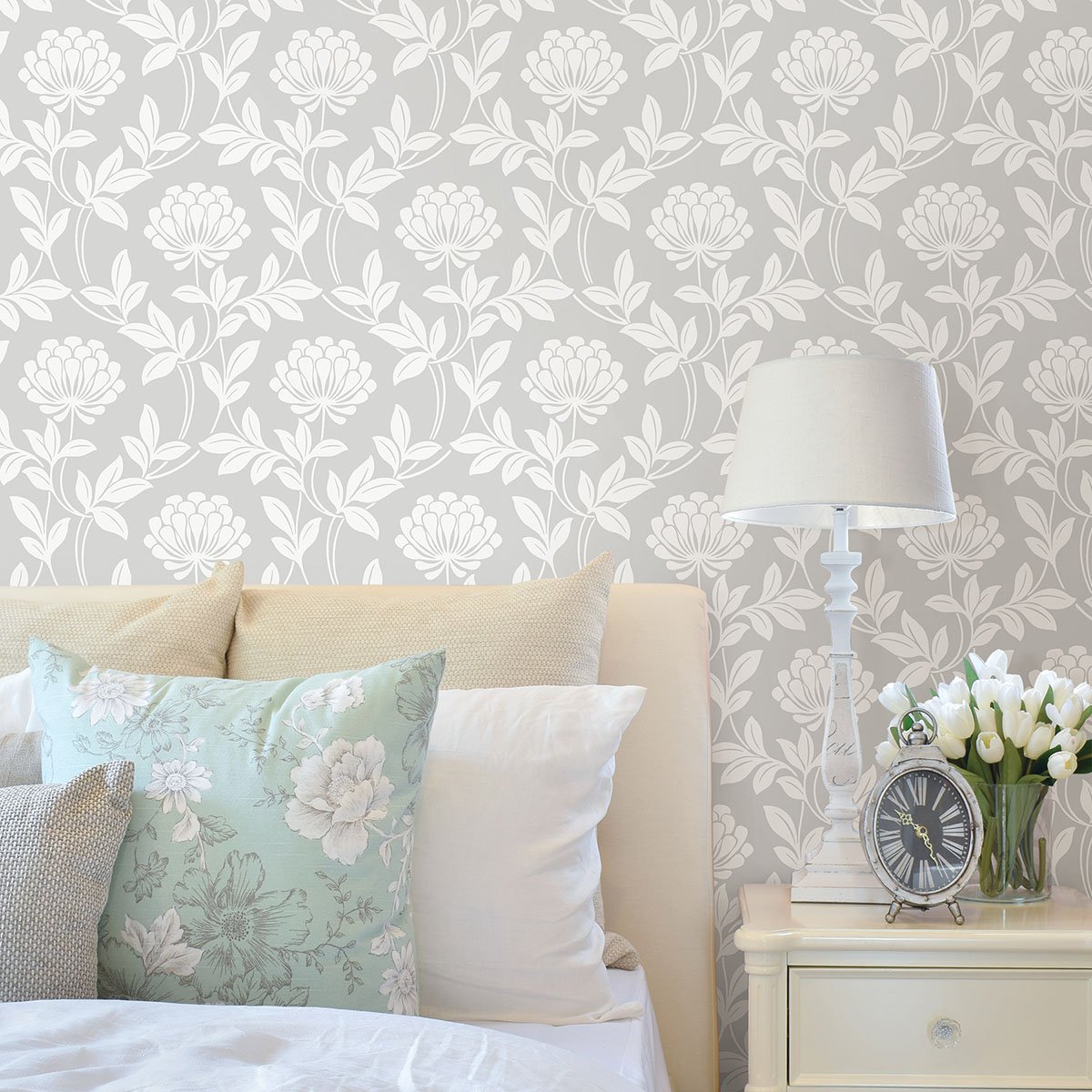 Ogilvy Silver Floral Wallpaper