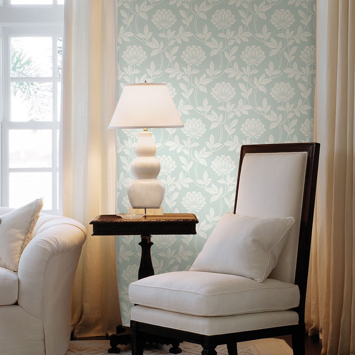 Ogilvy Seafoam Floral Wallpaper