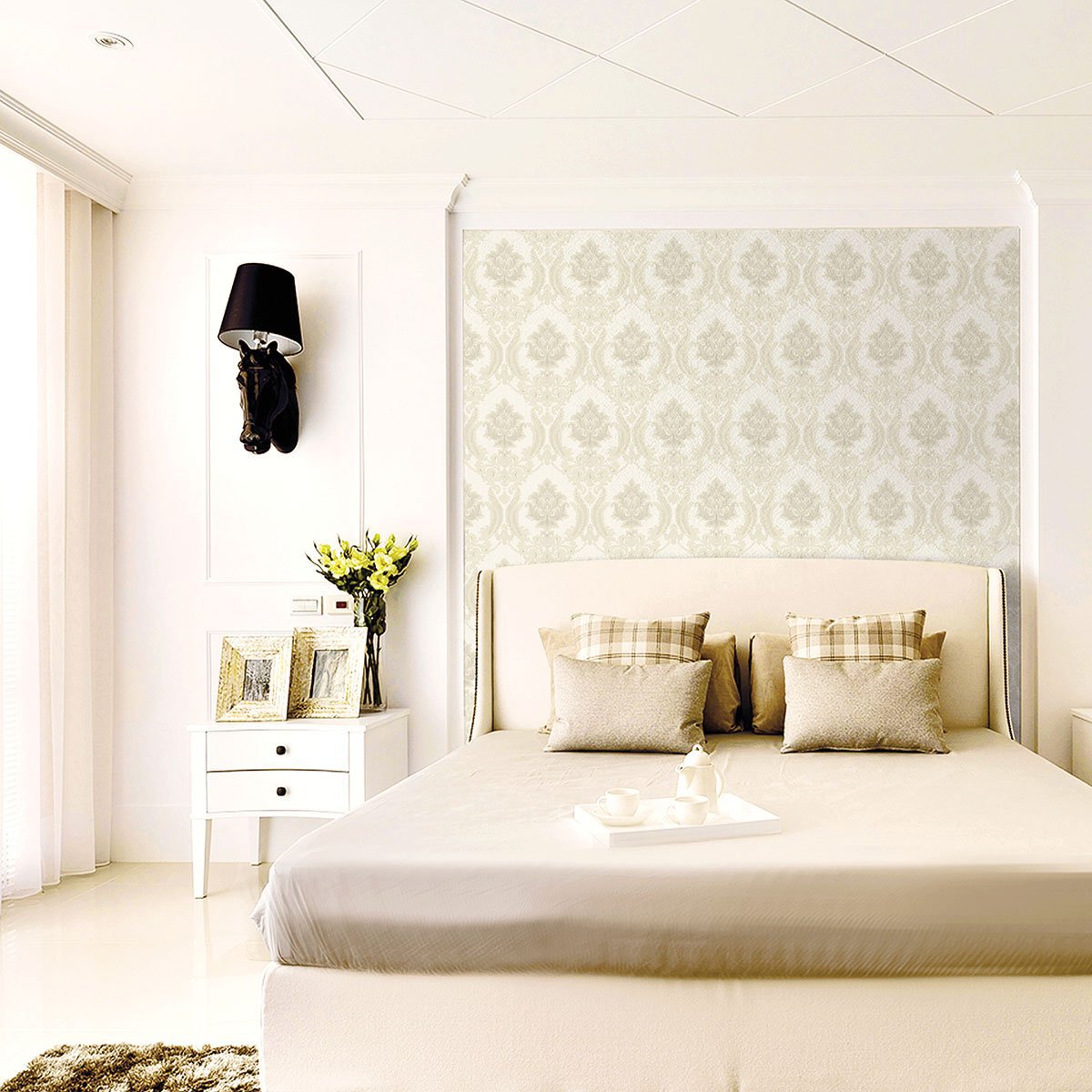 Maizey Cream Damask Wallpaper