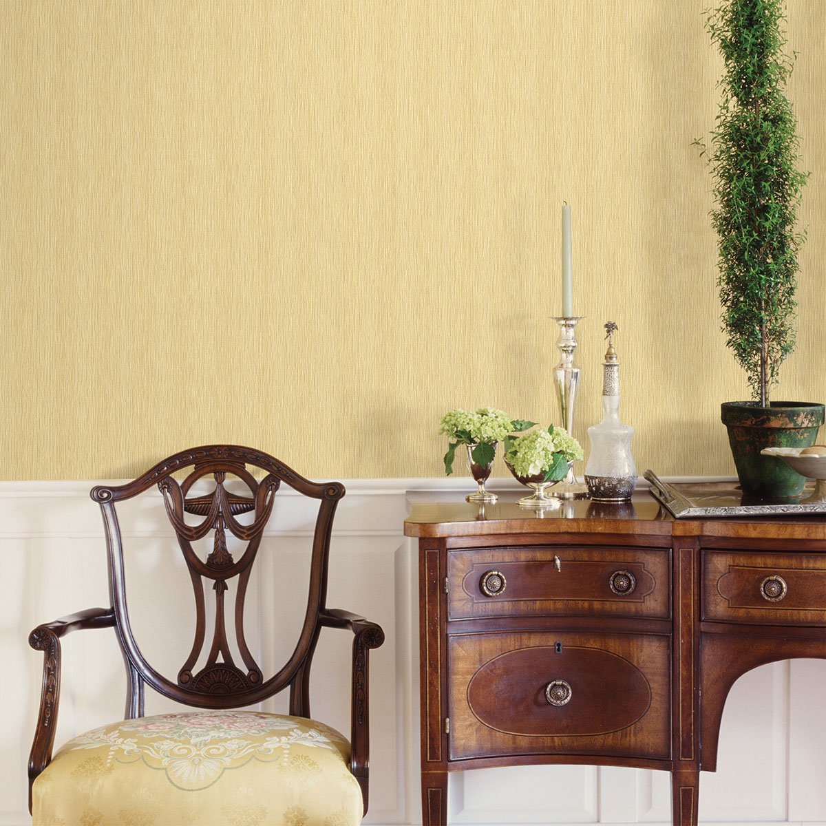 Hayley Yellow Stria Wallpaper