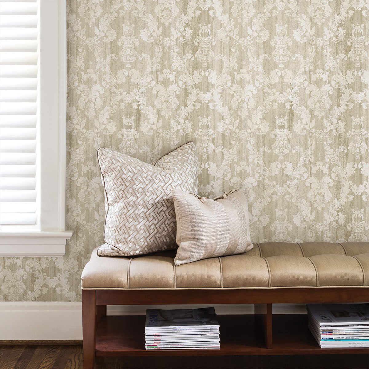 Camilia Beige Damask  Wallpaper