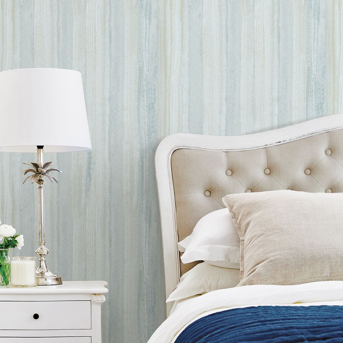 Donella Light Blue Stripe  Wallpaper