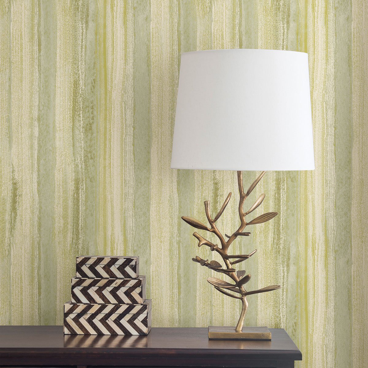 Donella Green Stripe  Wallpaper