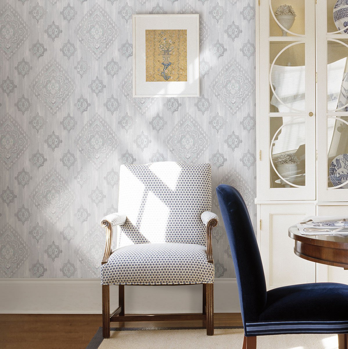 Leana Aqua Medallion Wallpaper