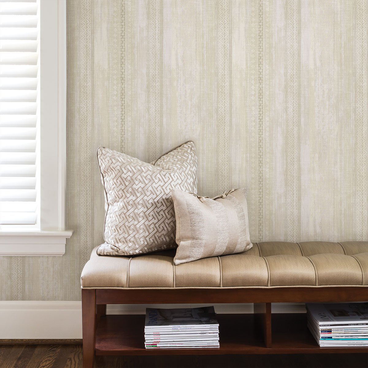 Blair Yellow Ikat Stripe  Wallpaper