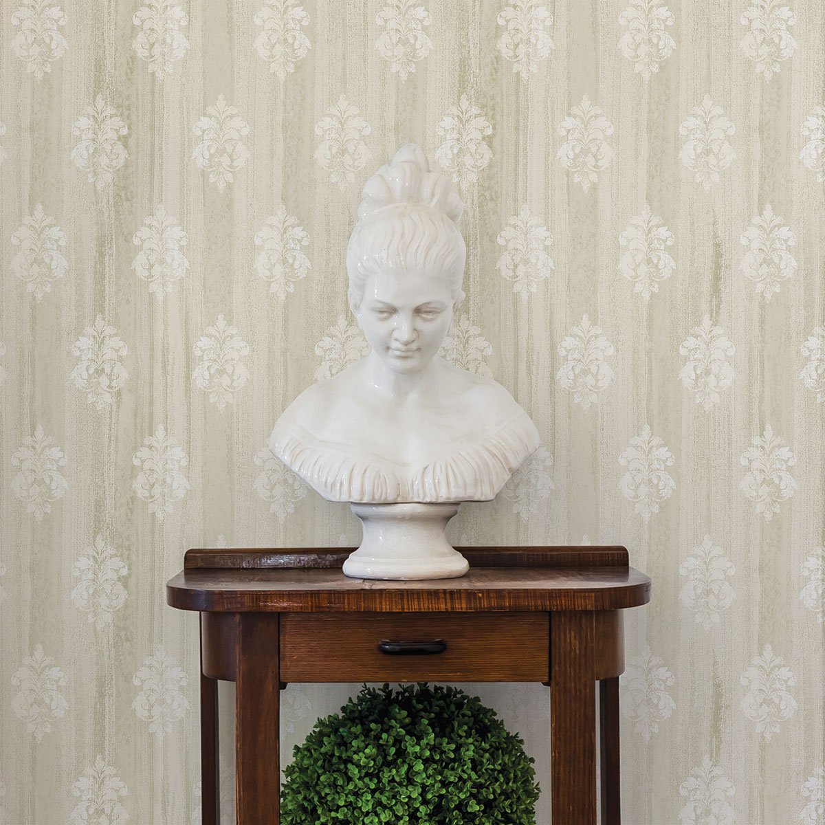 Alison Beige Damask Motif  Wallpaper