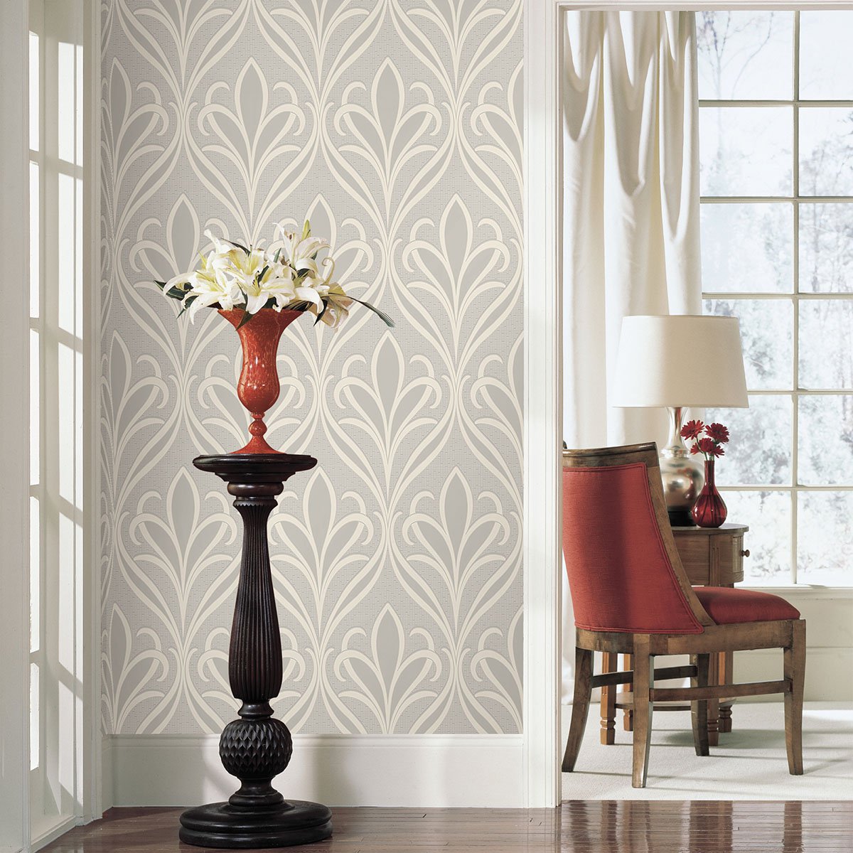 Vivian Dove Nouveau Damask Wallpaper