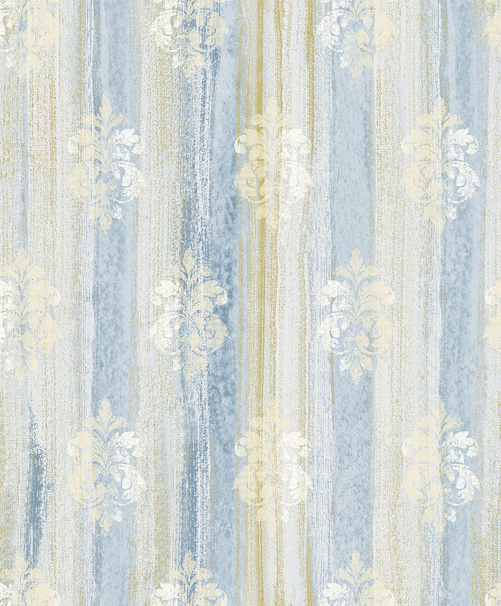Alison Blue Damask Motif  Wallpaper