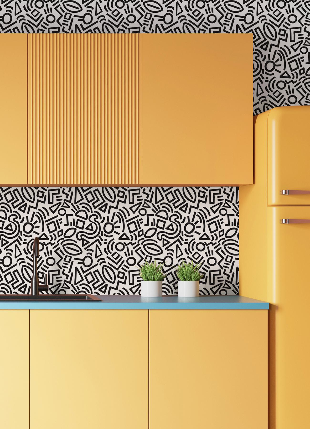 Black Doodle Abstract Peel & Stick Wallpaper