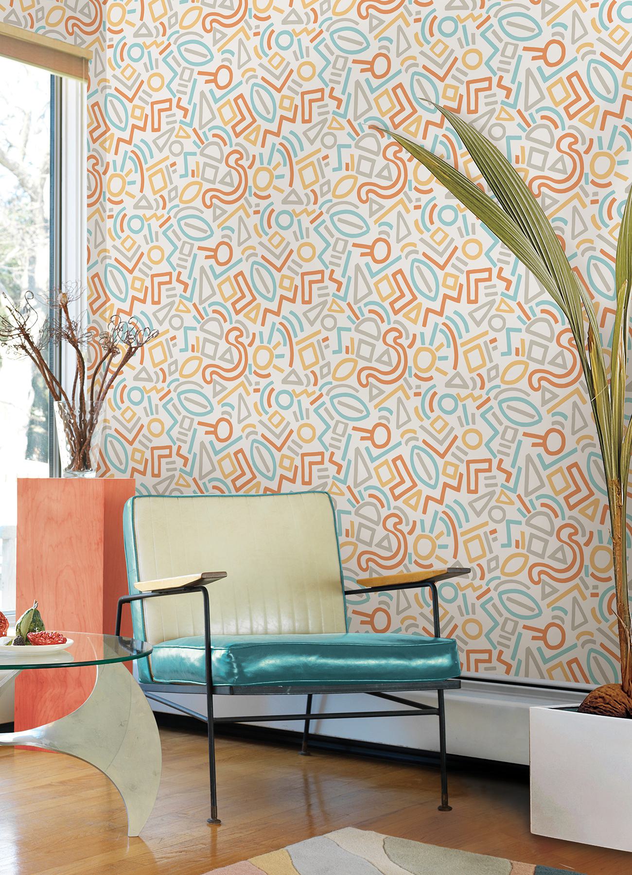 Multi Doodle Abstract Peel & Stick Wallpaper