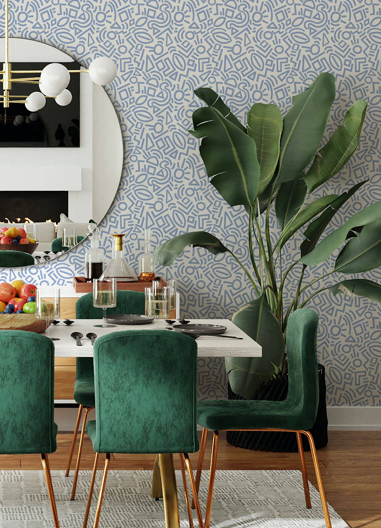 Periwinkle Doodle Abstract Peel & Stick Wallpaper