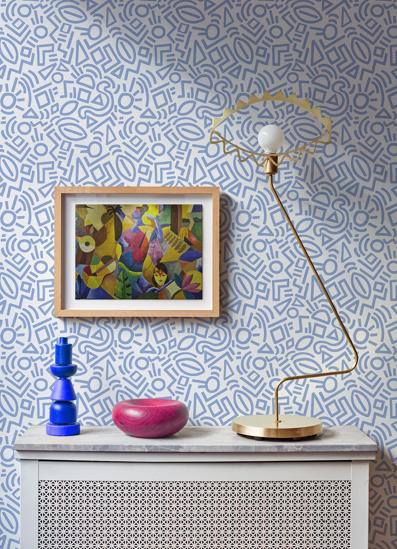 Periwinkle Doodle Abstract Peel & Stick Wallpaper