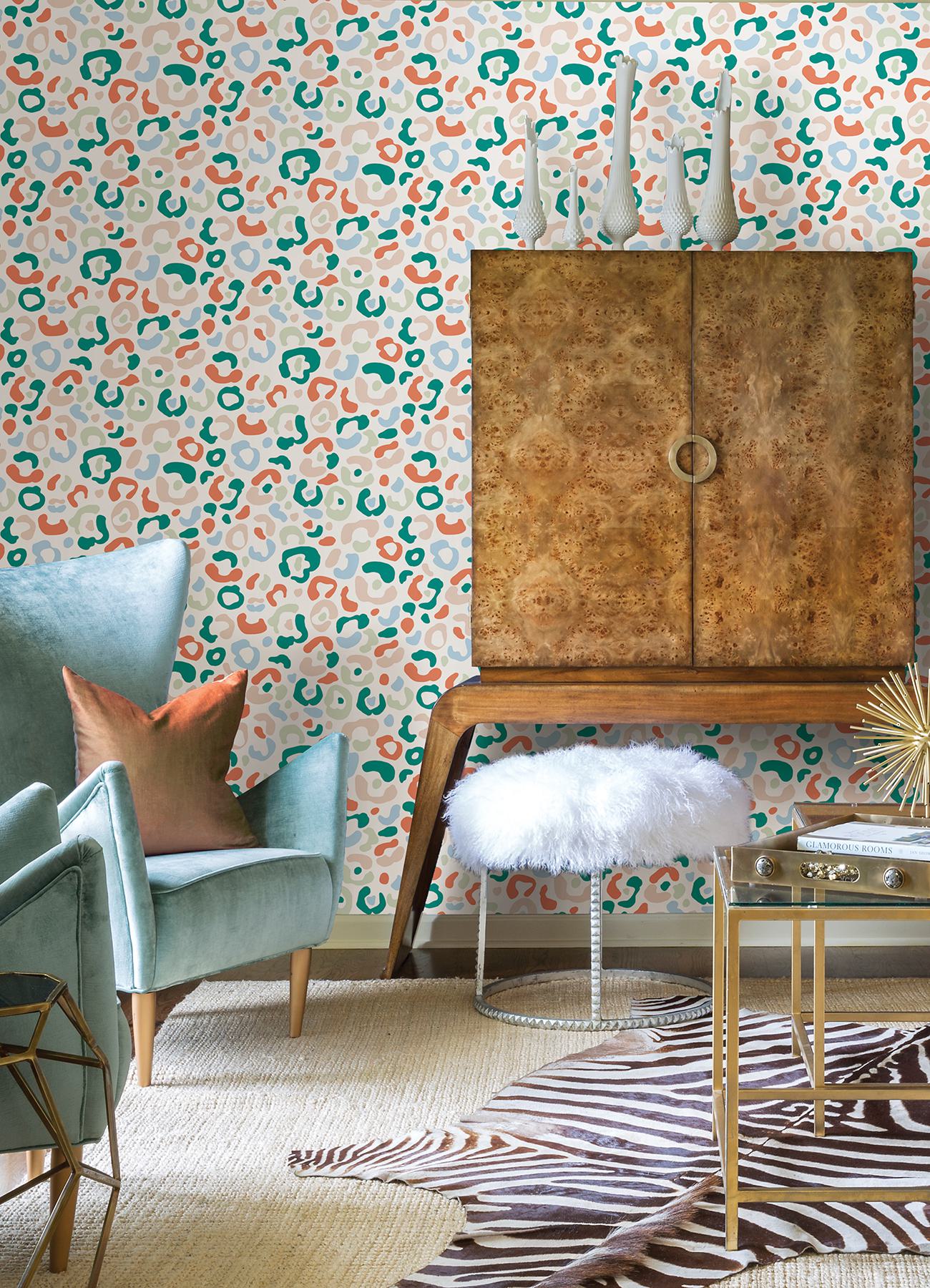 Multi Bright Leopard Spots Peel & Stick Wallpaper