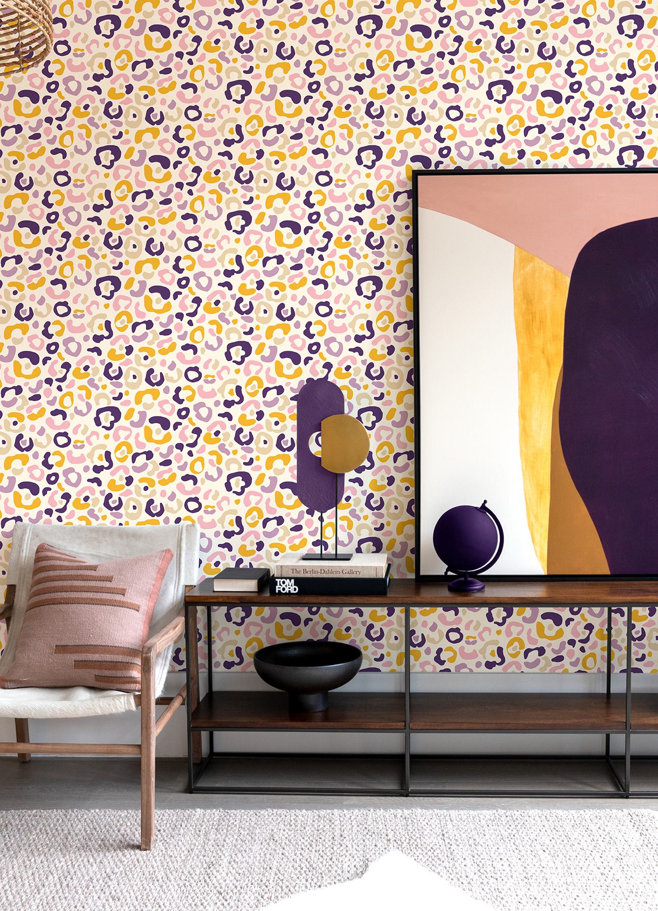 Multi Purple Leopard Spots Peel & Stick Wallpaper