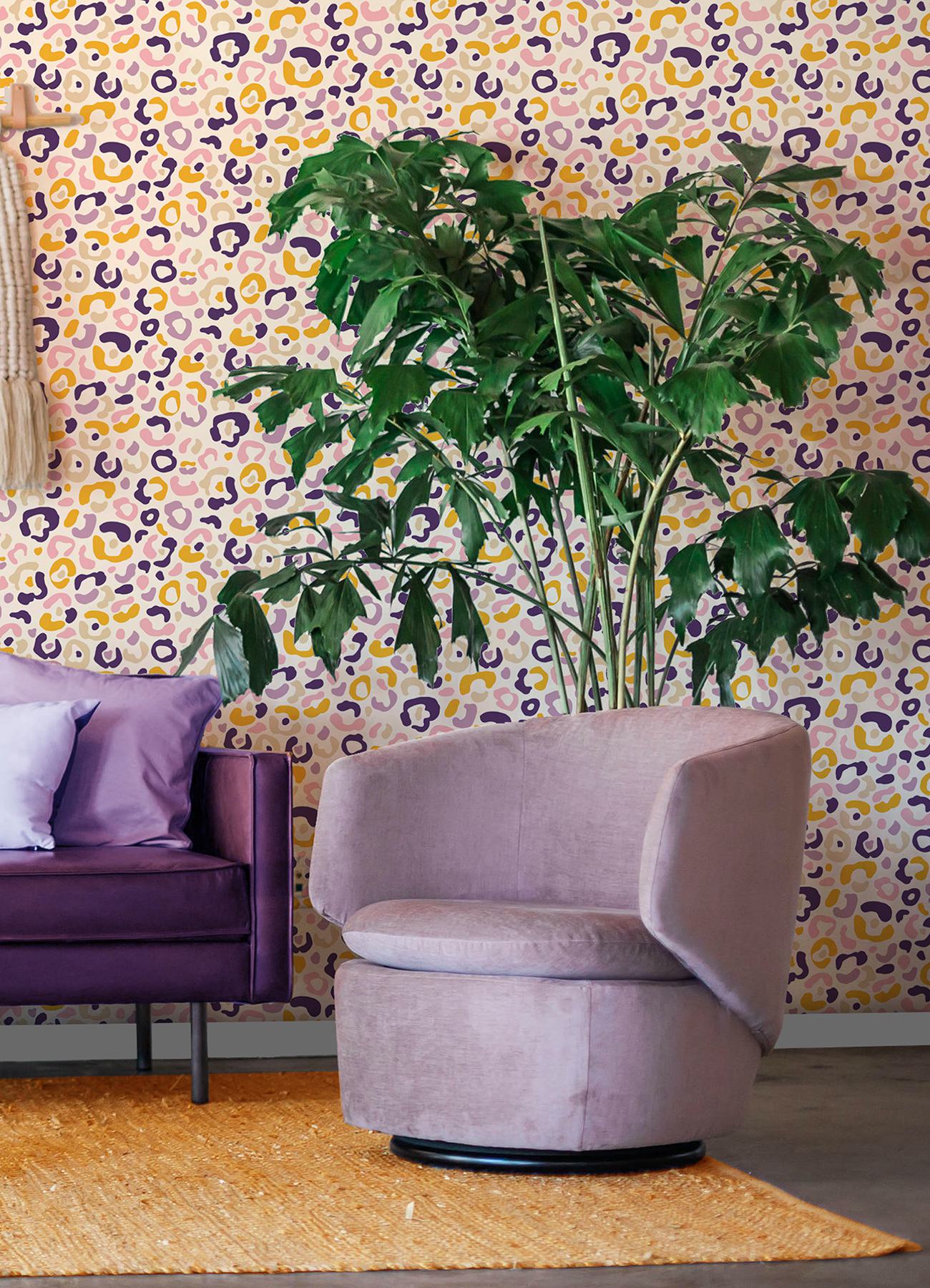 Multi Purple Leopard Spots Peel & Stick Wallpaper