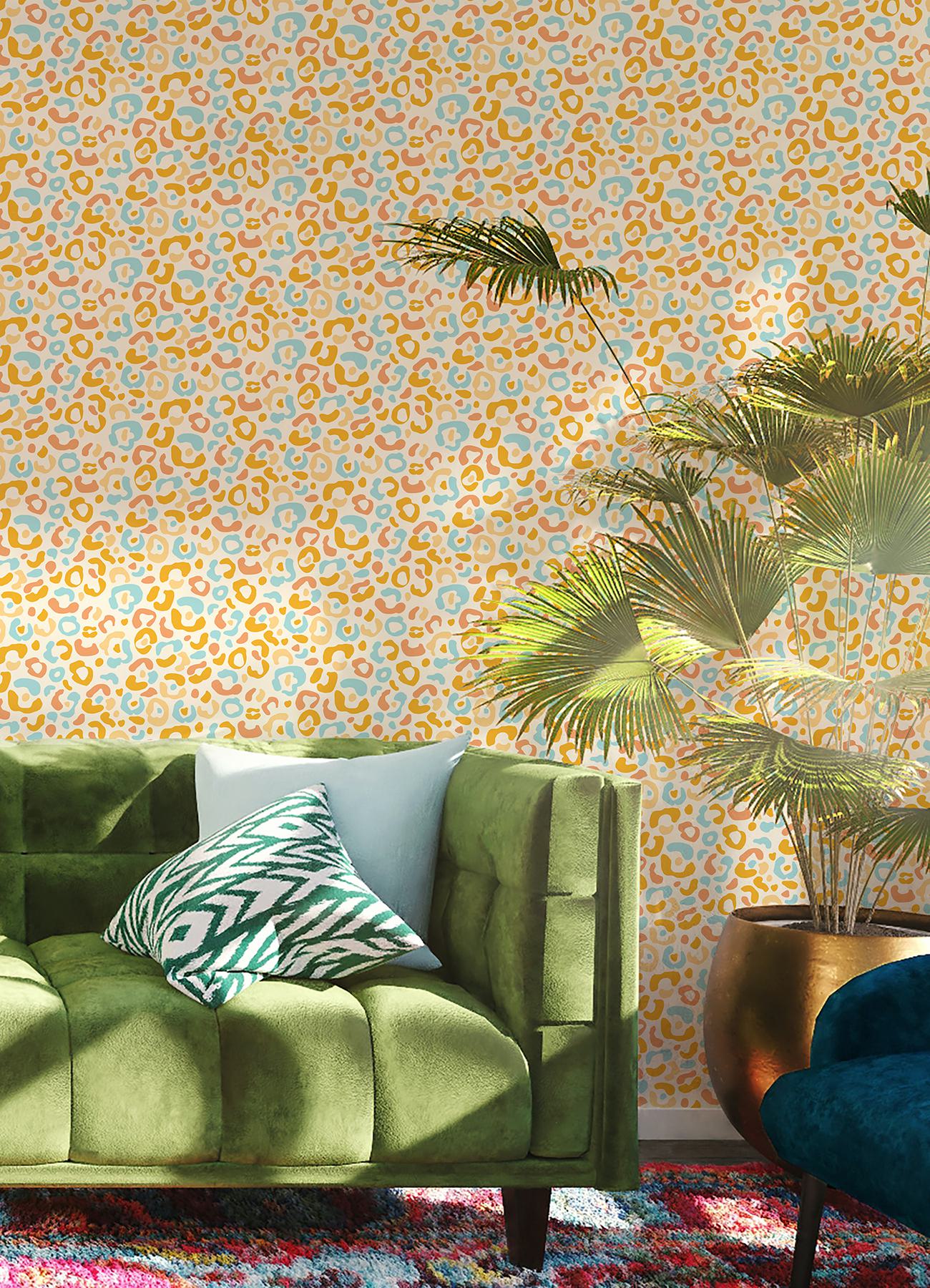 Multi Warm Leopard Spots Peel & Stick Wallpaper