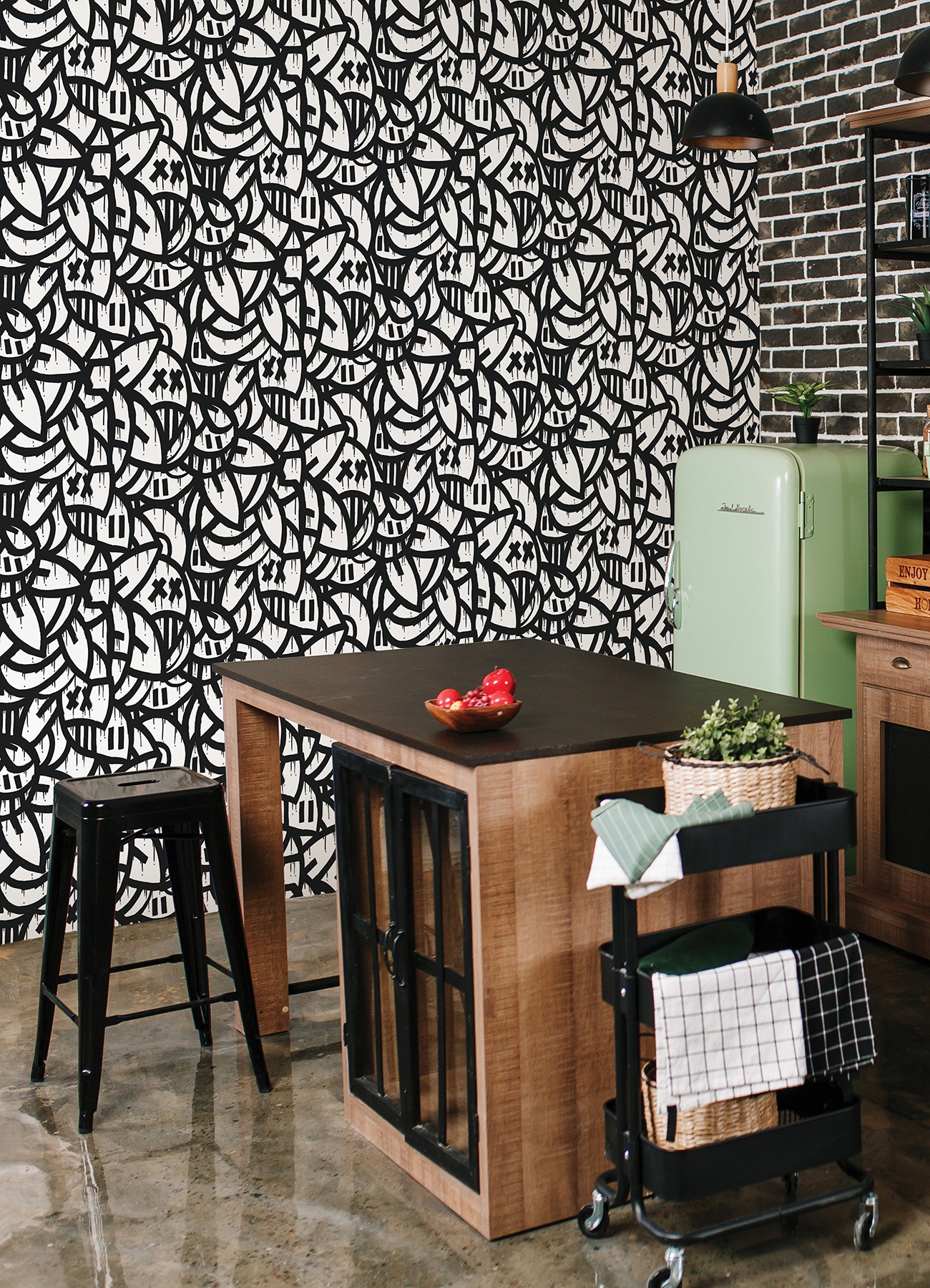 Black Bold Arrangements Peel & Stick Wallpaper