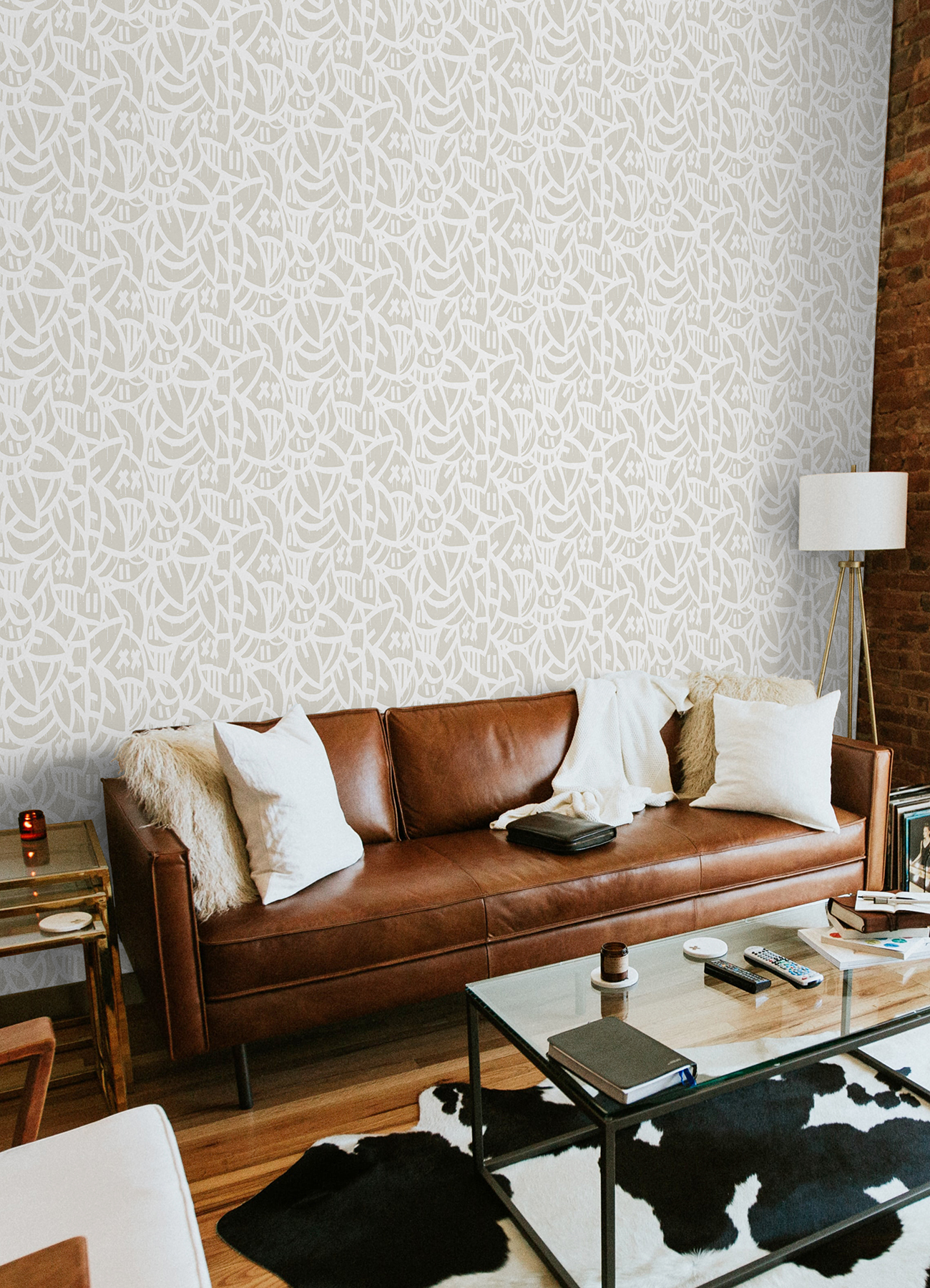 Cream Bold Arrangements Peel & Stick Wallpaper