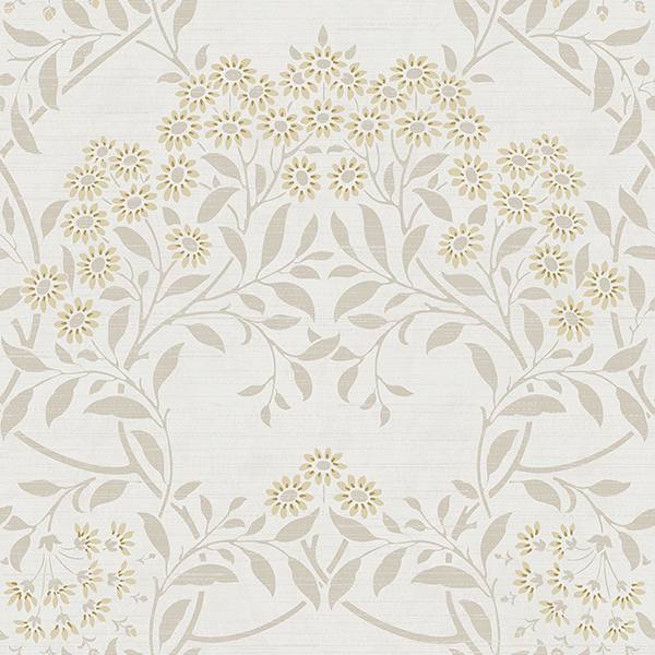 Penelope Light Yellow Floral Damask Wallpaper
