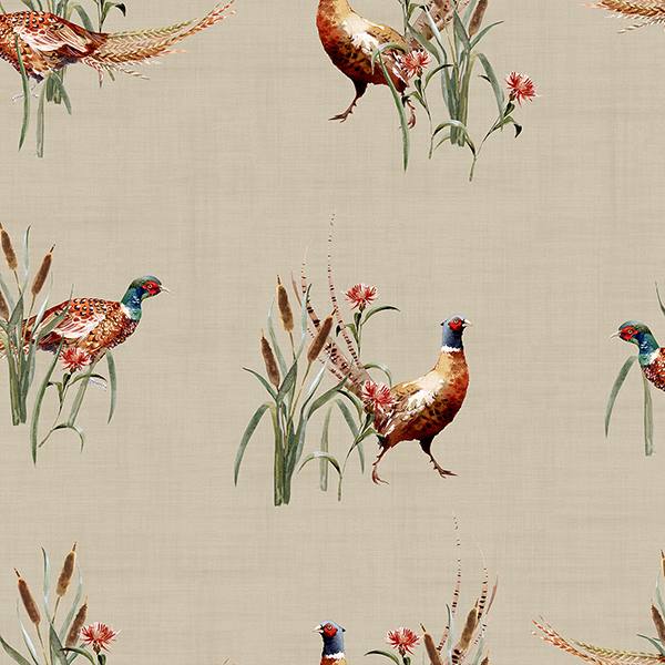 Eustace Neutral Pheasant Meadow Wallpaper