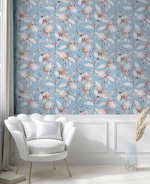 Lillian Pink Floral Wallpaper