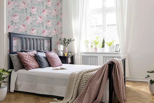 Rosaline Light Grey Floral Wallpaper
