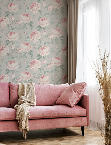 Rosaline Light Grey Floral Wallpaper