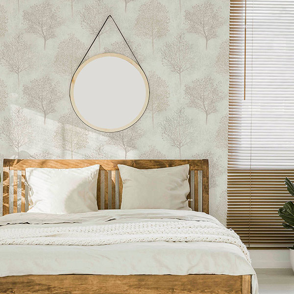 Agatha Beige Trees Wallpaper