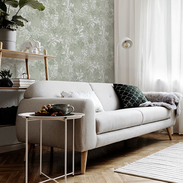 Wanda Light Green Botanical Wallpaper