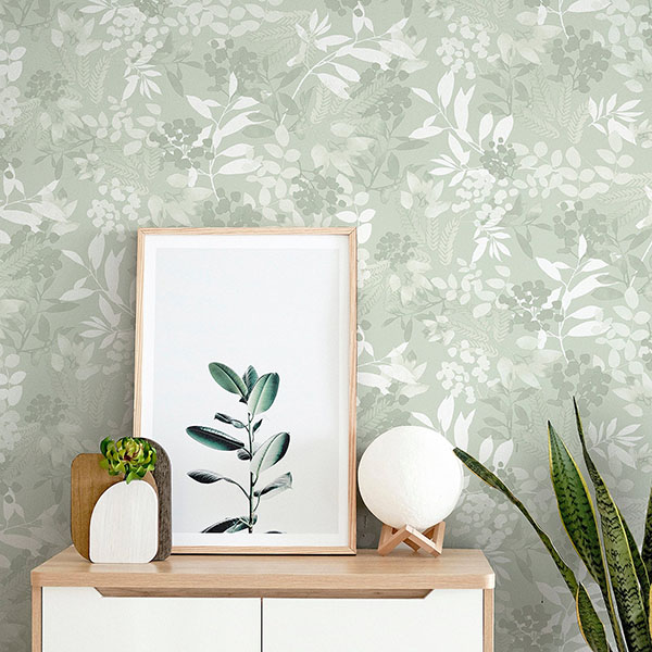 Wanda Light Green Botanical Wallpaper