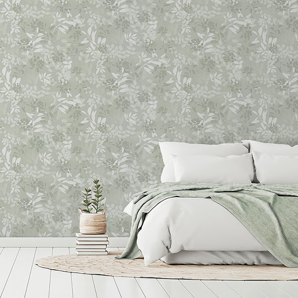 Wanda Light Green Botanical Wallpaper