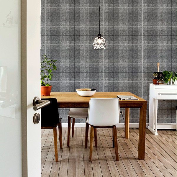 Hector Charcoal Plaid Wallpaper