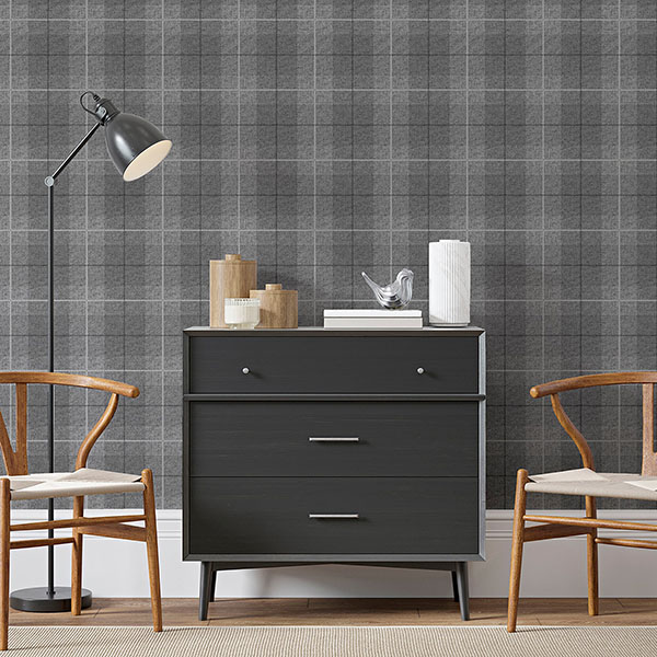 Hector Charcoal Plaid Wallpaper