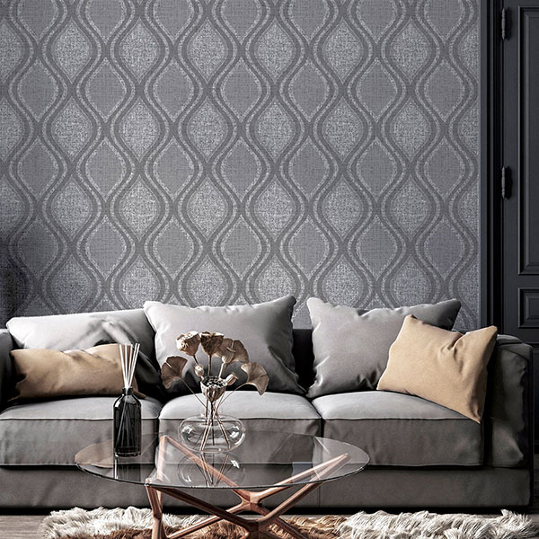 Ignatius Charcoal Ogee Wallpaper