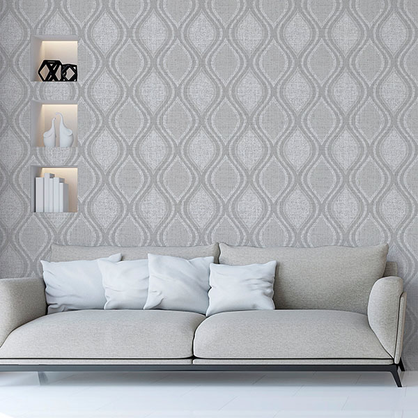 Ignatius Grey Ogee Wallpaper