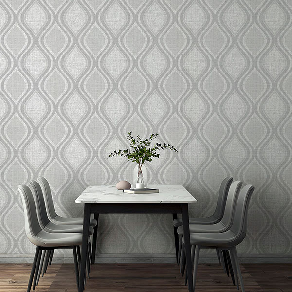 Ignatius Grey Ogee Wallpaper