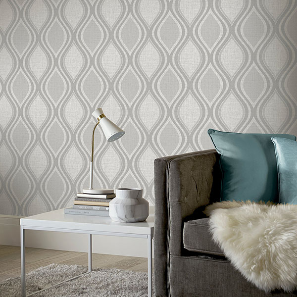 Ignatius Grey Ogee Wallpaper