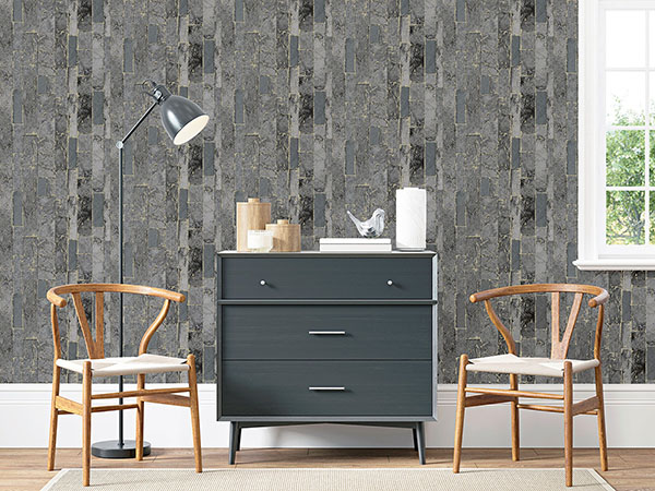 Kintsugi Black Geometric Wallpaper