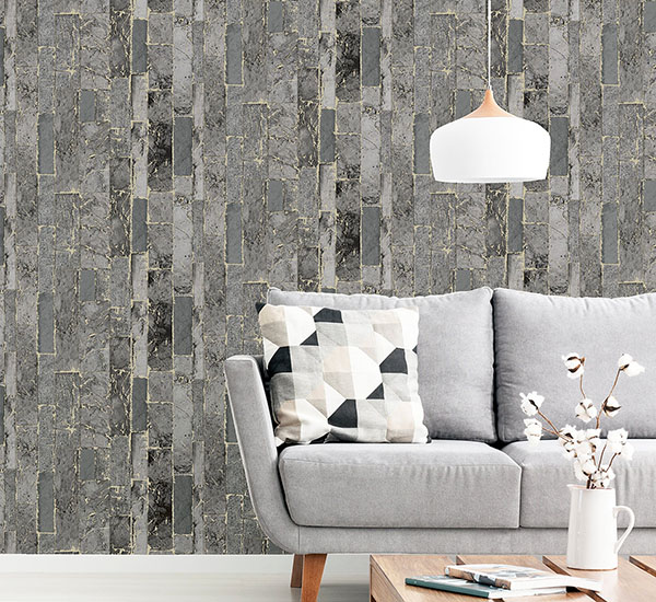 Kintsugi Black Geometric Wallpaper