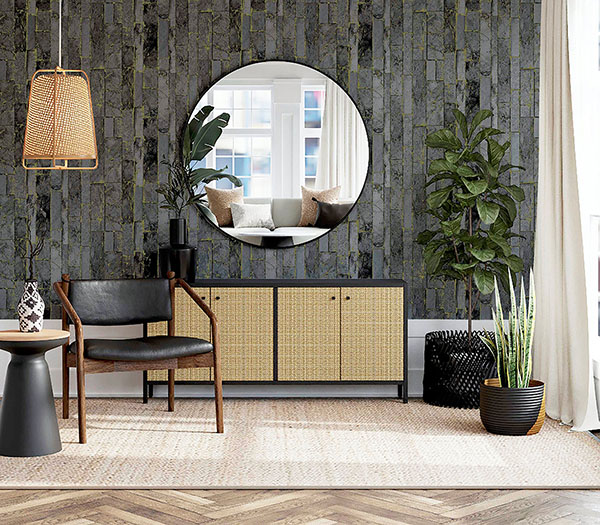 Kintsugi Black Geometric Wallpaper