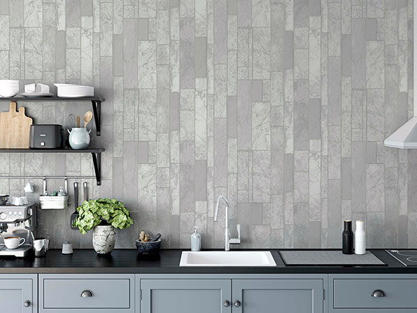 Kintsugi Silver Geometric Wallpaper