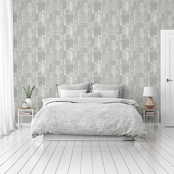 Kintsugi Silver Geometric Wallpaper