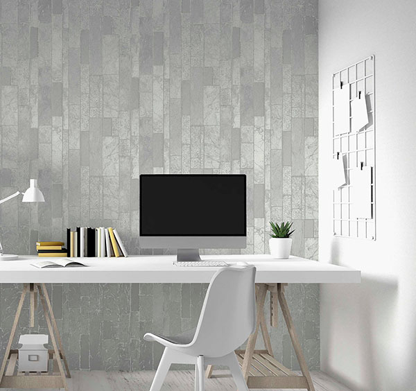 Kintsugi Silver Geometric Wallpaper