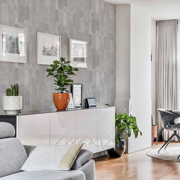 Kintsugi Silver Geometric Wallpaper