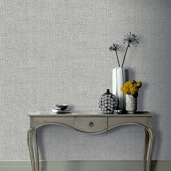 Elfrida Grey Linen Wallpaper