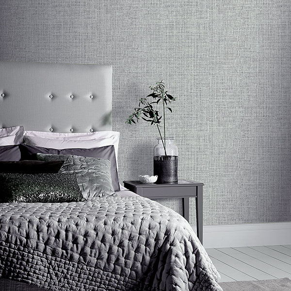 Elfrida Grey Linen Wallpaper