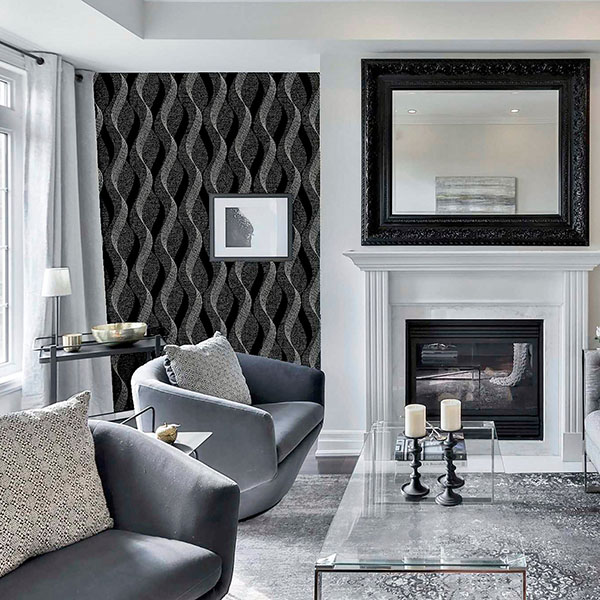 Wilhelmina Black Ribbon Wallpaper