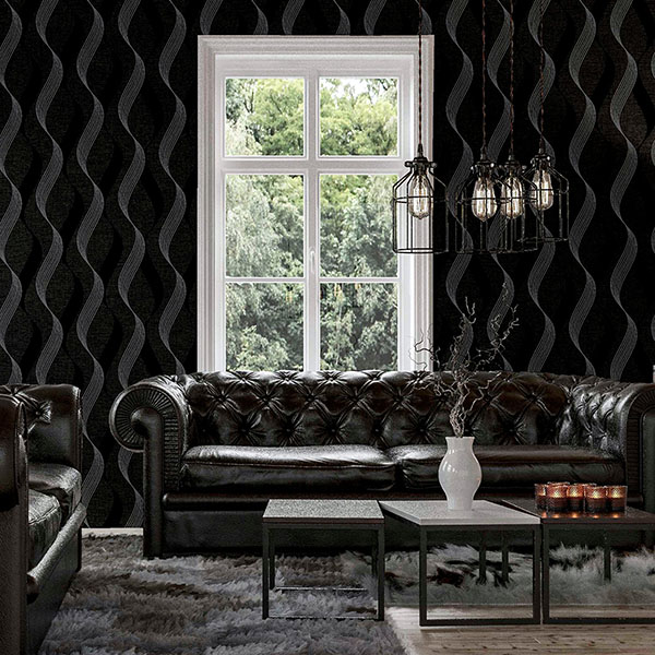Wilhelmina Black Ribbon Wallpaper
