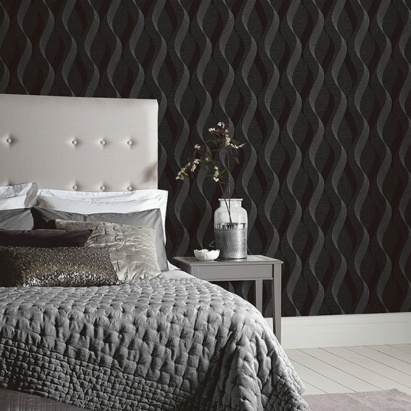 Wilhelmina Black Ribbon Wallpaper